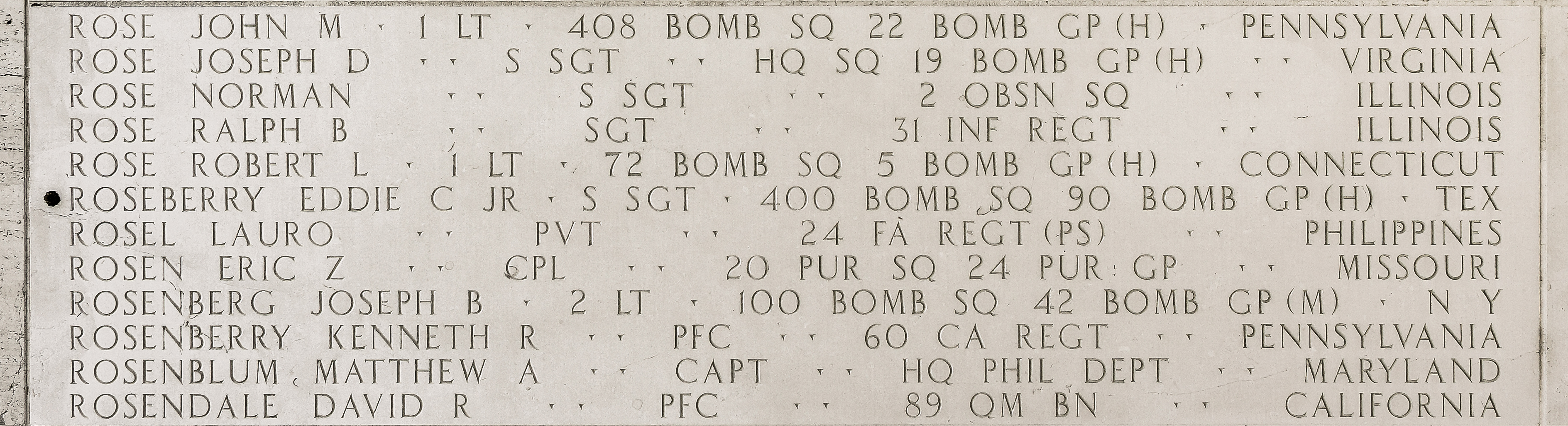 Joseph D. Rose, Staff Sergeant